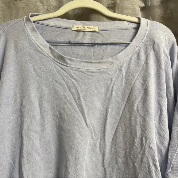 Free People We The Free Light Blue Oversized Crop Top - Picture 4 of 8